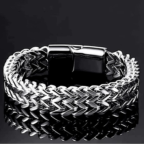 Stainless Steel Cuban Chain Magnetic Closure Hip Hop Bracelet - Picture 10 of 13